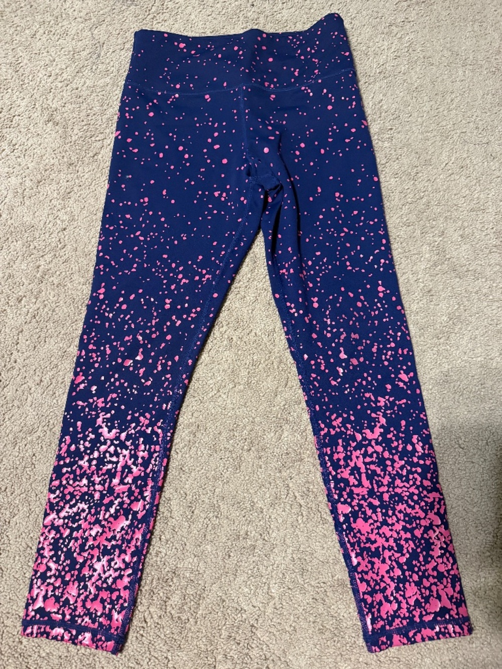 Zyia Active Pink Splatter Ombré Leggings (sz 6-8)